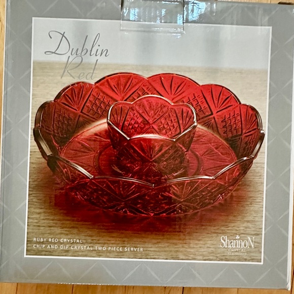 Shannon Ruby Red Crystal Chip and Dip Server - Picture 6 of 6
